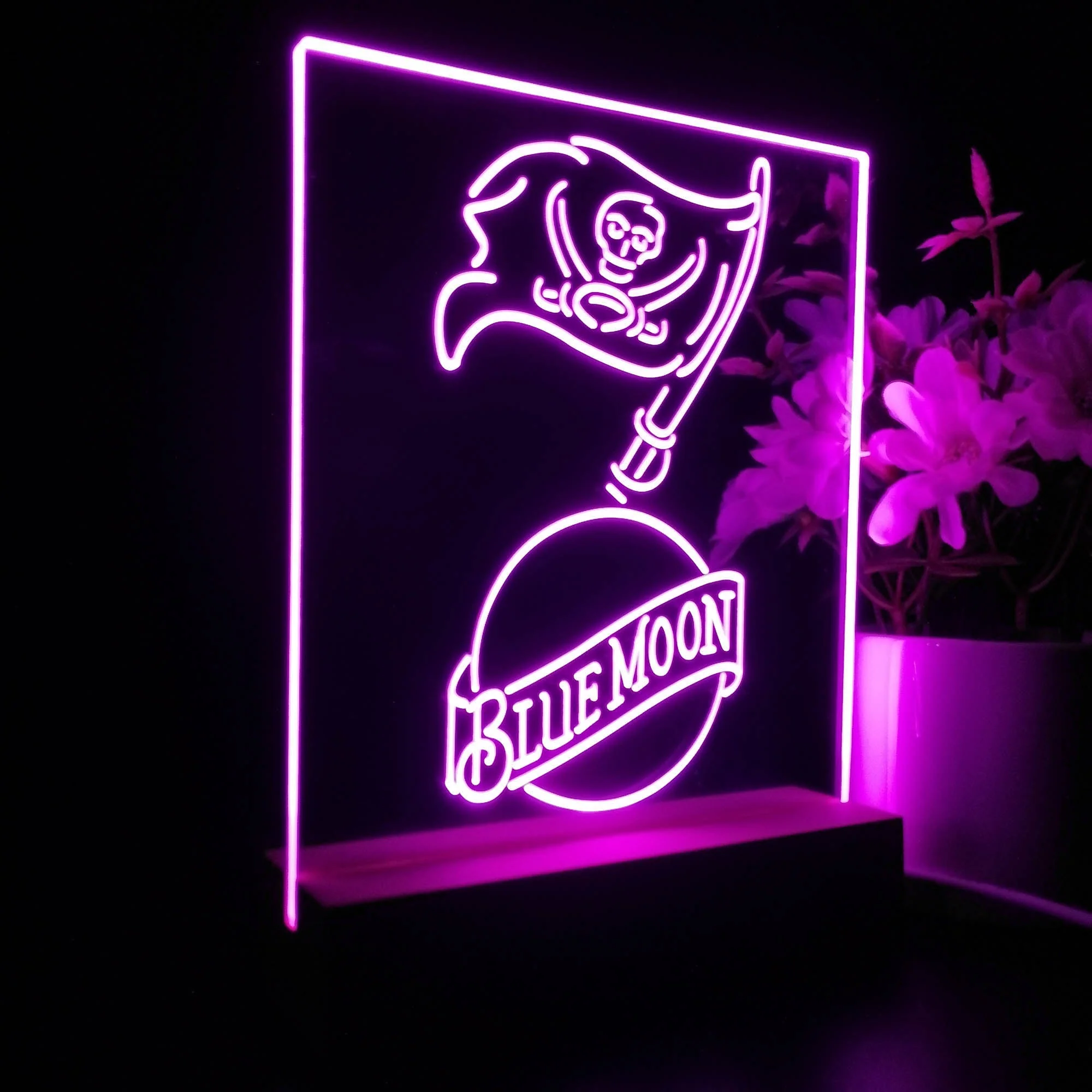 Tampa Bay Buccaneers Blue Moon Neon Sign Pub Bar Lamp - Image 6