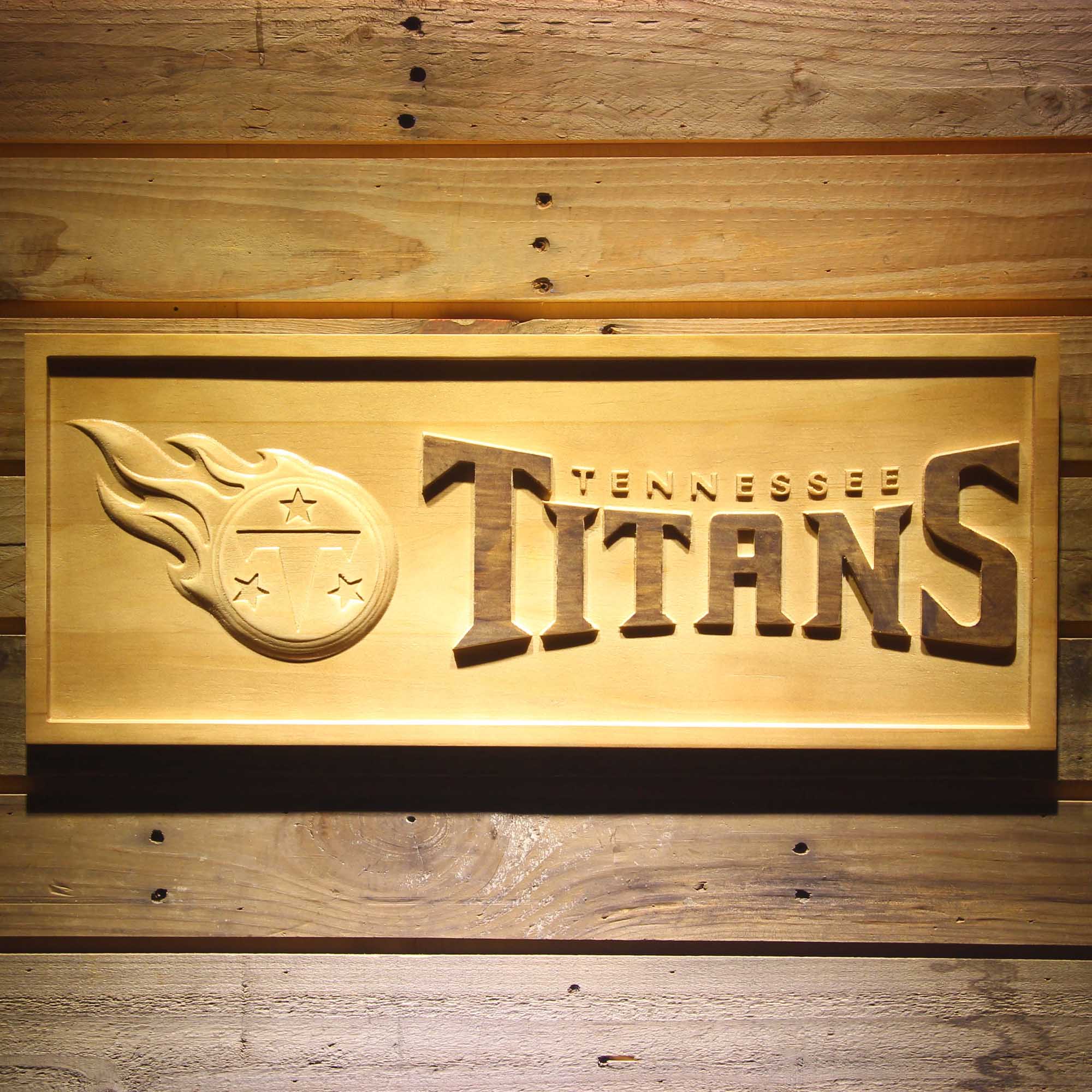 Tennessee Titans 3D Solid Wooden Craving Sign