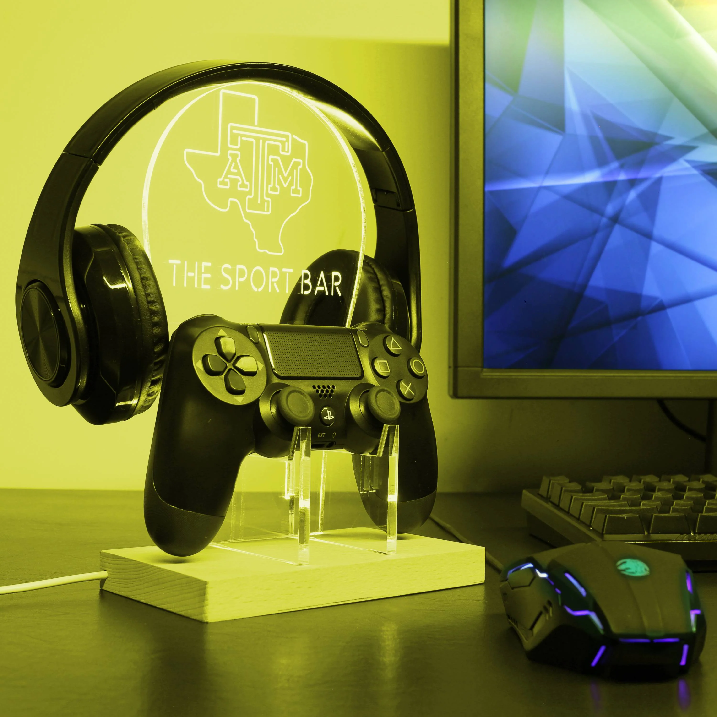 Texas A&M Aggies Personalized RGB LED Gaming Headset Controller Stand