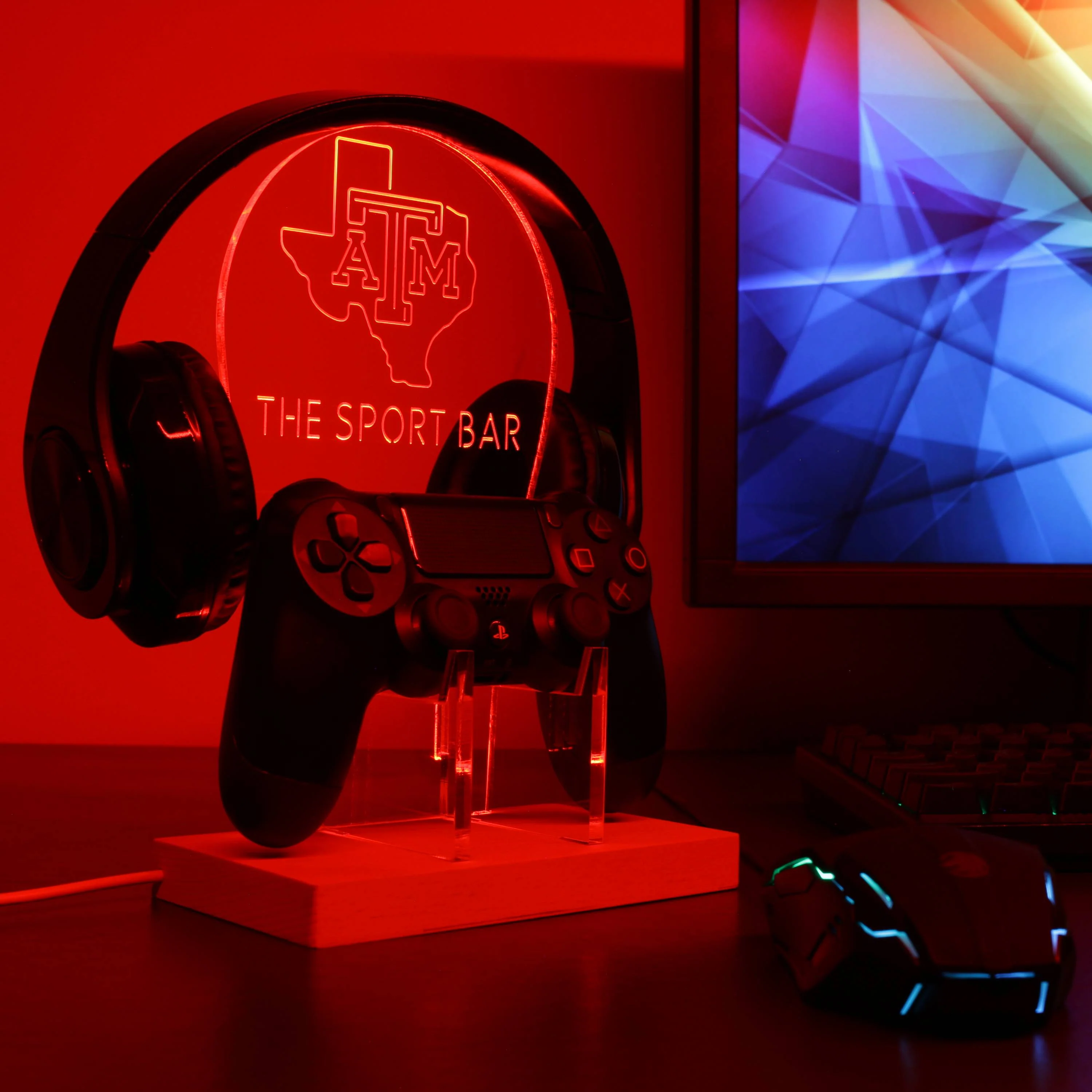 Texas A&M Aggies Personalized RGB LED Gaming Headset Controller Stand - Image 7