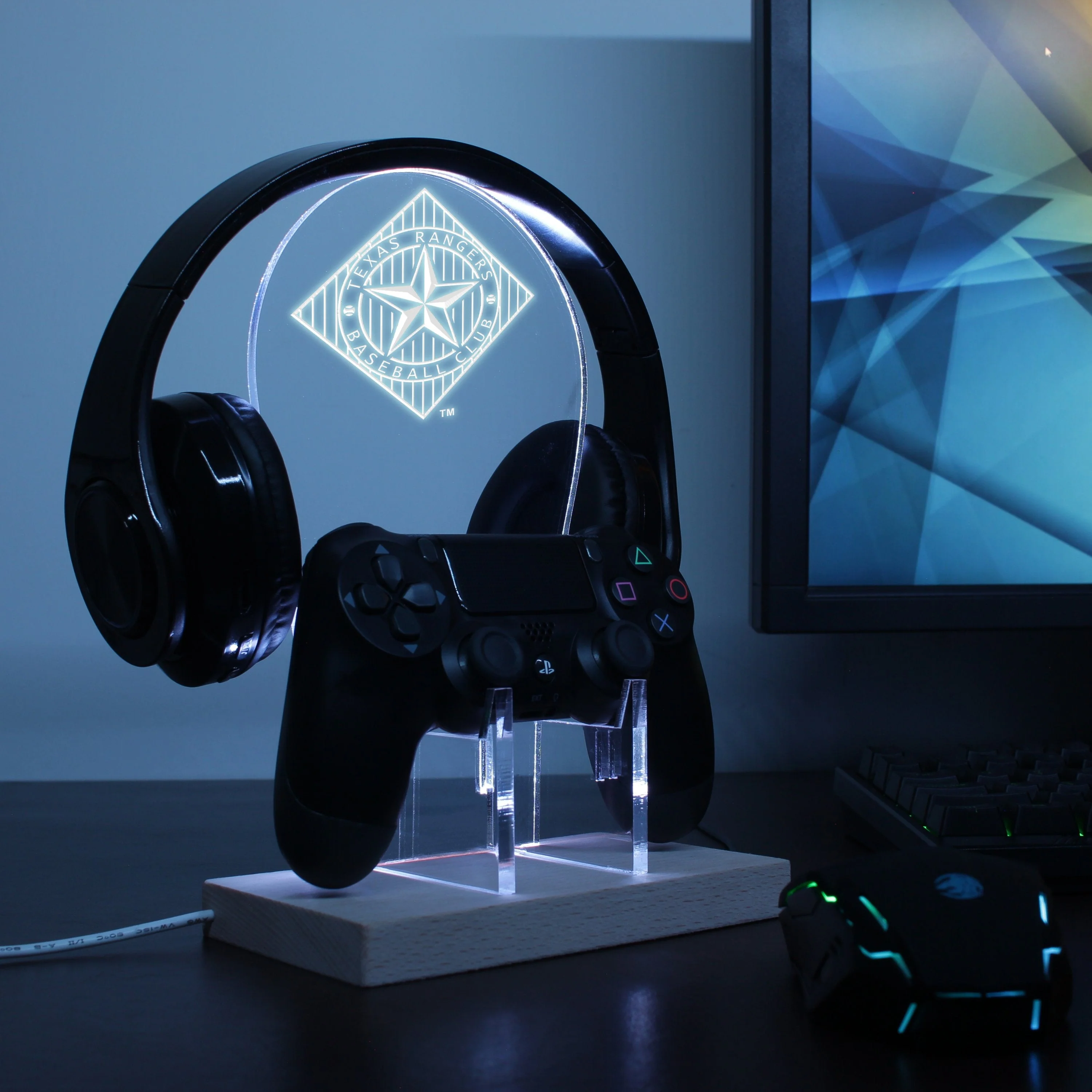 Texas Rangers 1994 - 2002 LED Gaming Headset Controller Stand - Image 4