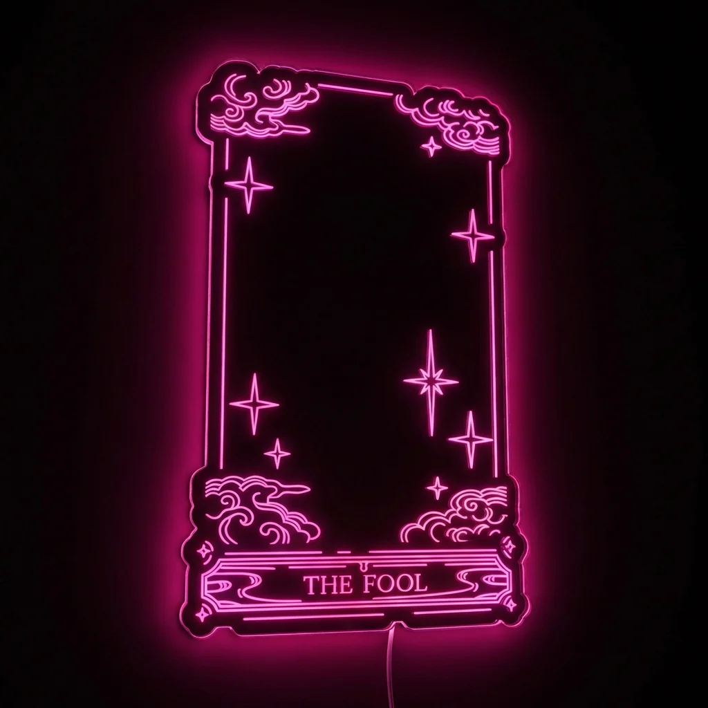 The Fool Tarot RGB LED Neon Sign with Elegant Mirror Backing