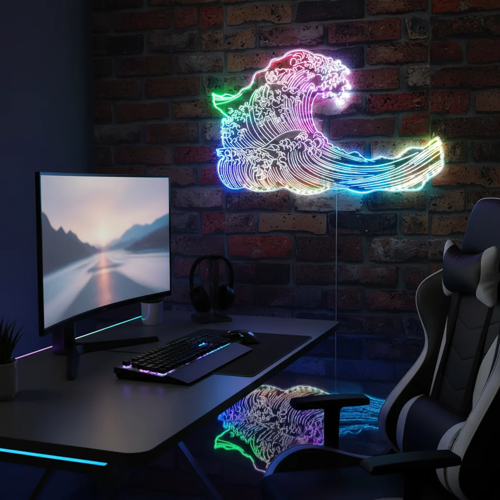 The Great Wave Off Kanagawa Neon RGB Edge Lit LED Sign - Image 9