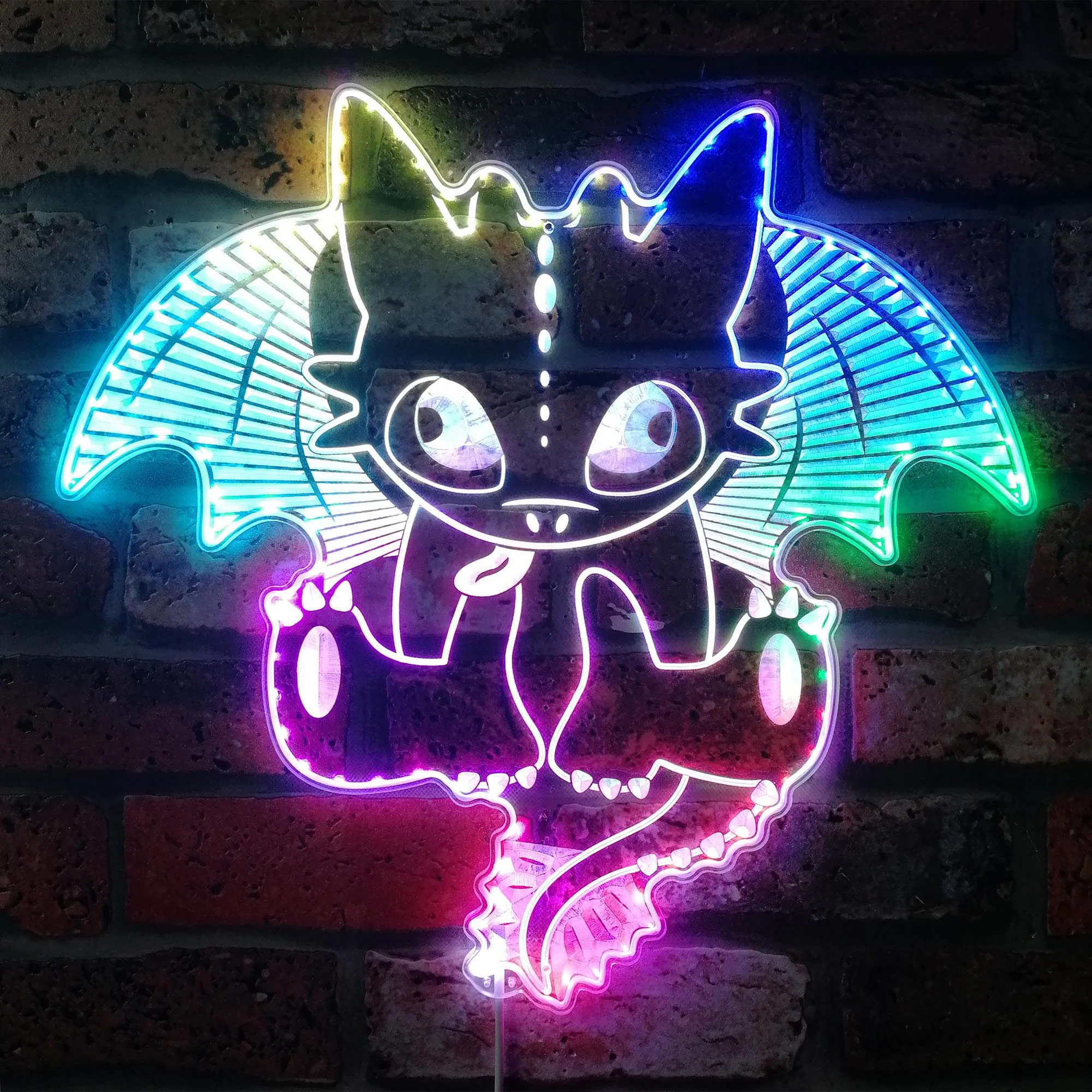 Toothless Cute Dragon Neon LED Sign with Dynamic RGB Colors