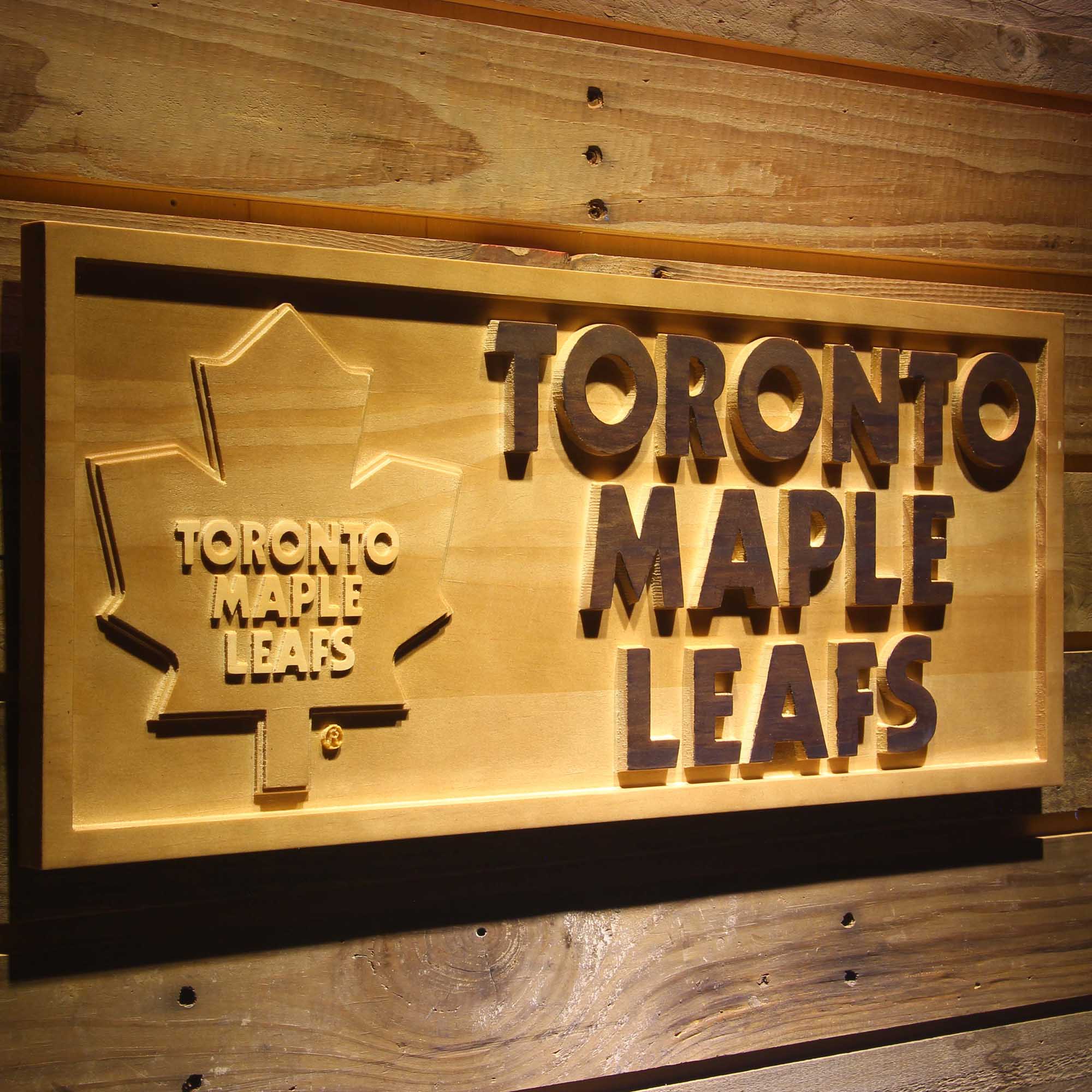 Toronto Maple Leafs 3D Solid Wooden Craving Sign - Image 2