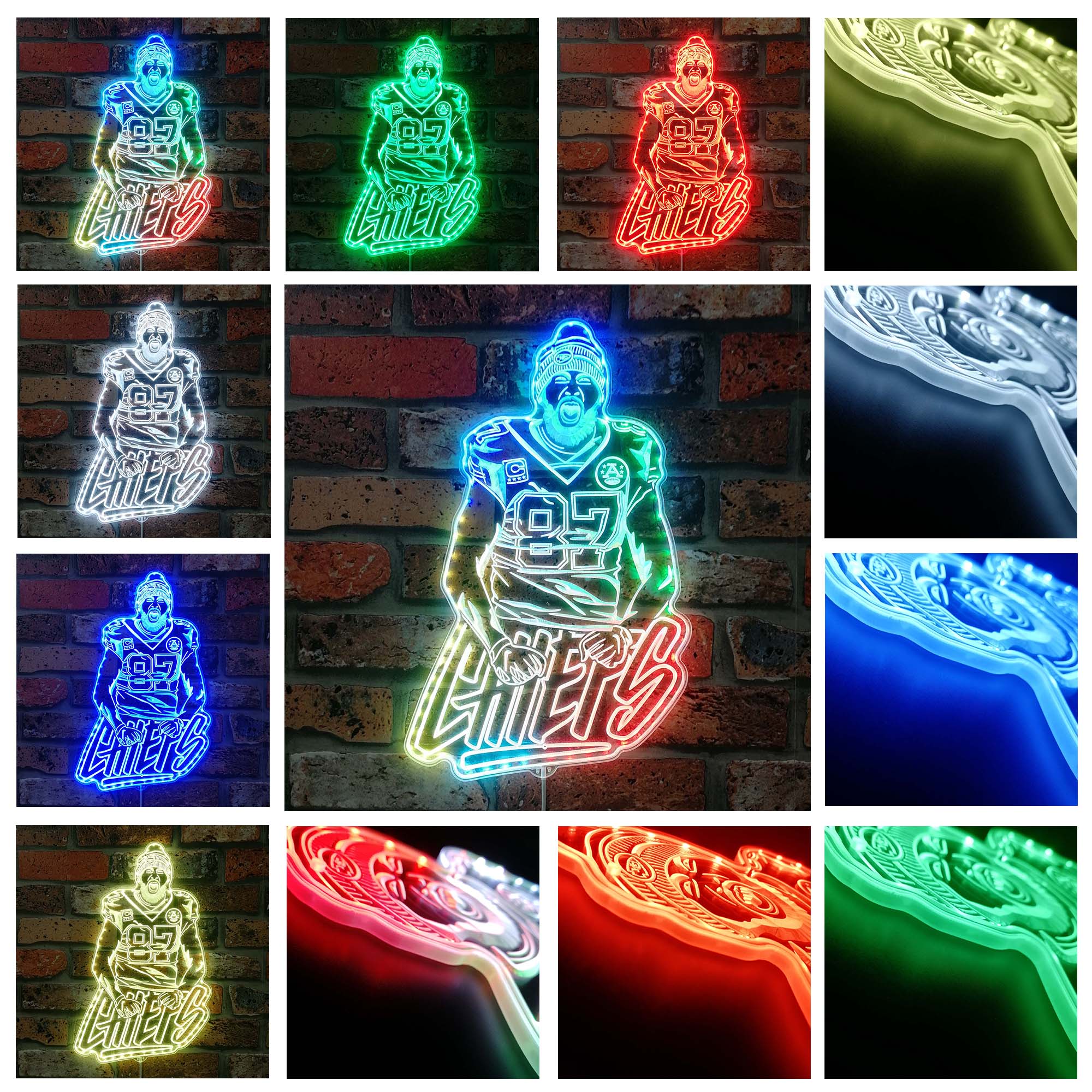 Travis Kelce Kansas City Chiefs Neon LED Sign with Dynamic RGB Colors - Image 2