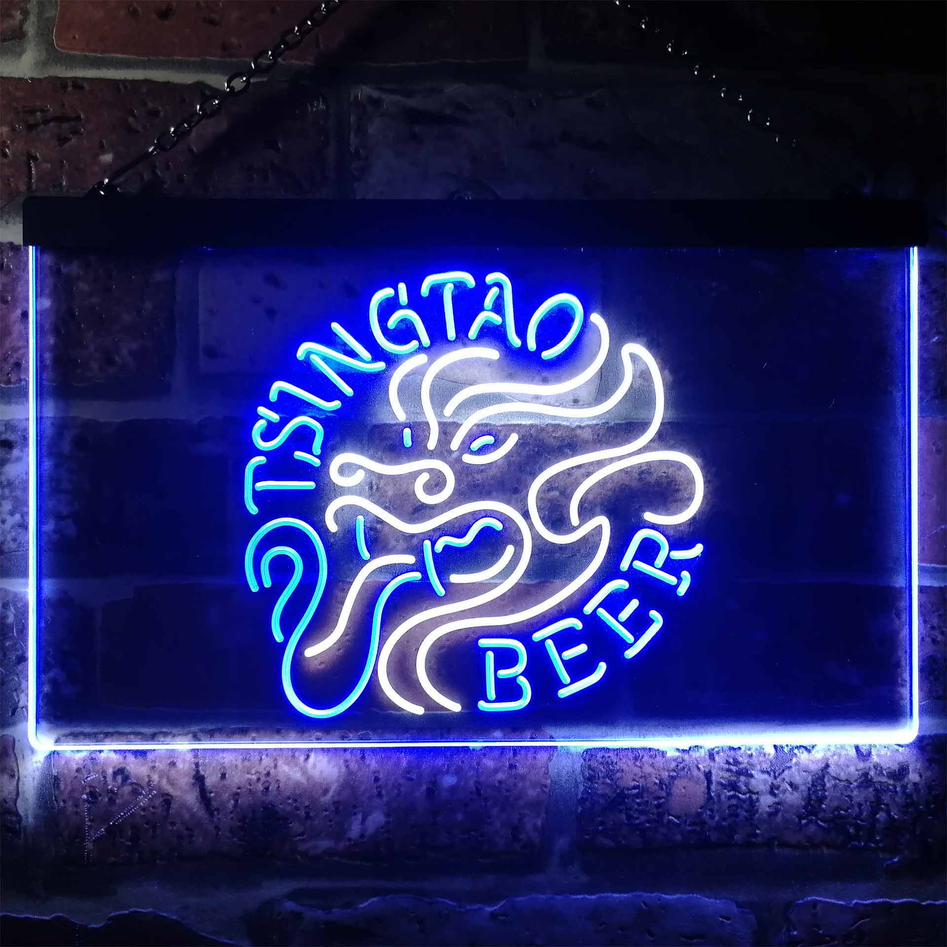 Tsingtao Beer Dragon Man Cave Home Bar Neon Light LED Sign