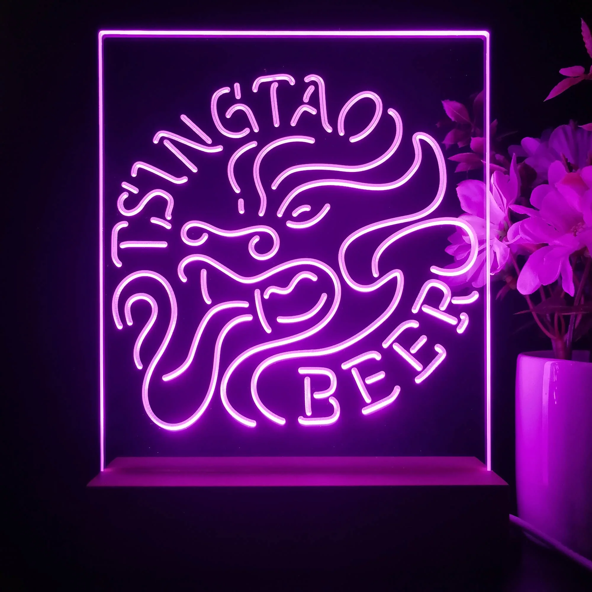 Tsingtao Beer Dragon Man Cave 3D Illusion Night Light Desk Lamp