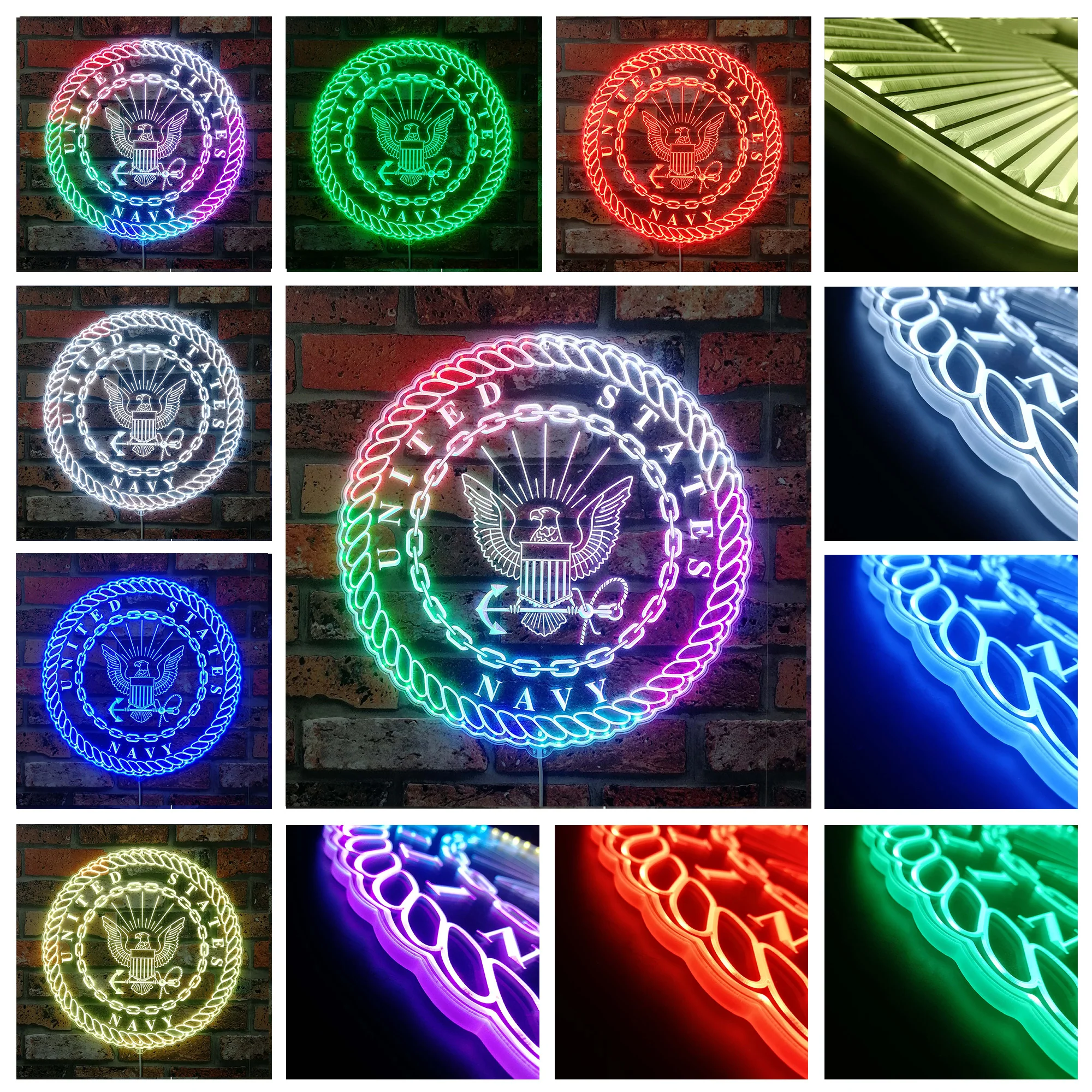 United States Navy Neon LED Sign with Dynamic RGB Colors - Image 2