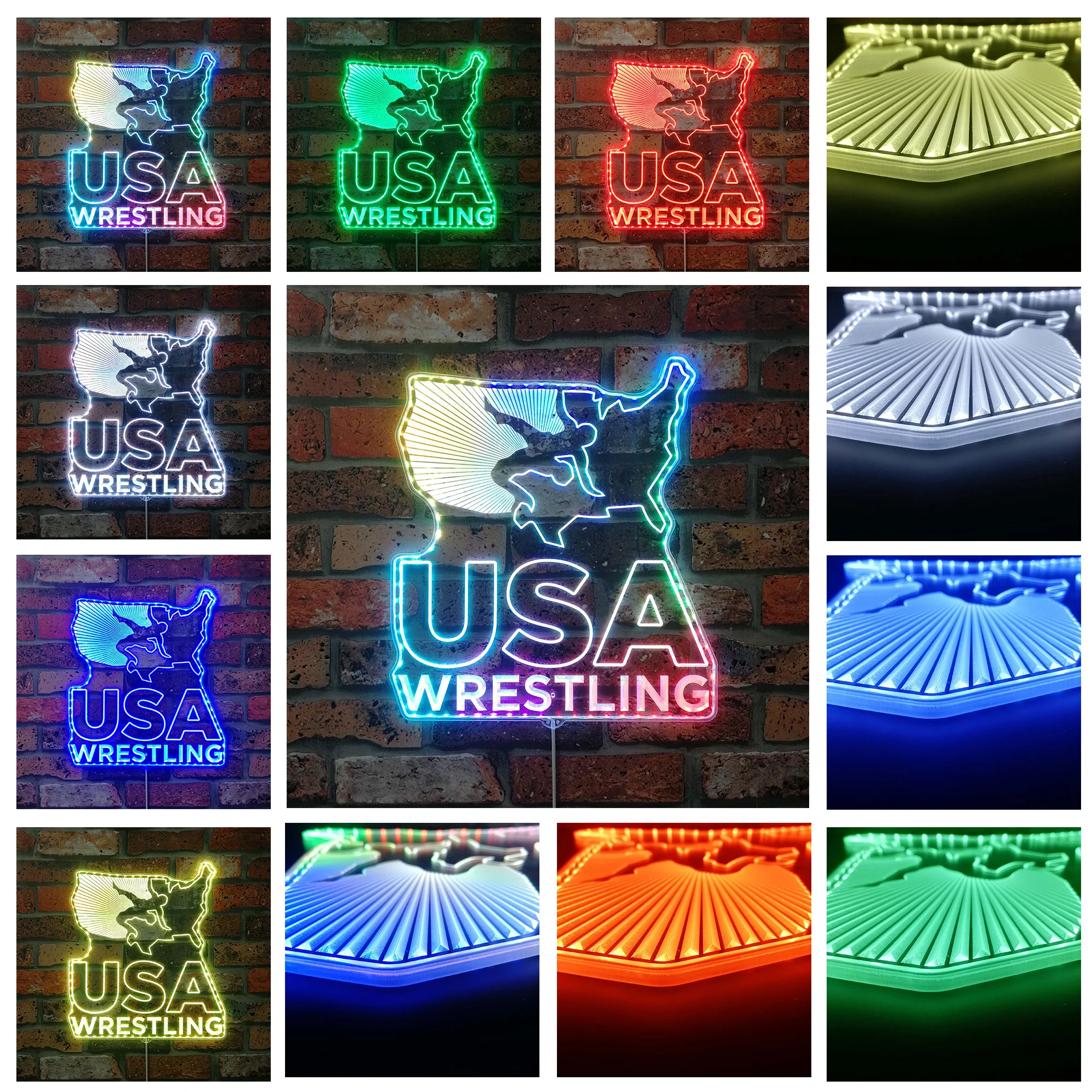 USA Wrestling Neon Neon LED Sign with Dynamic RGB Colors - Image 2