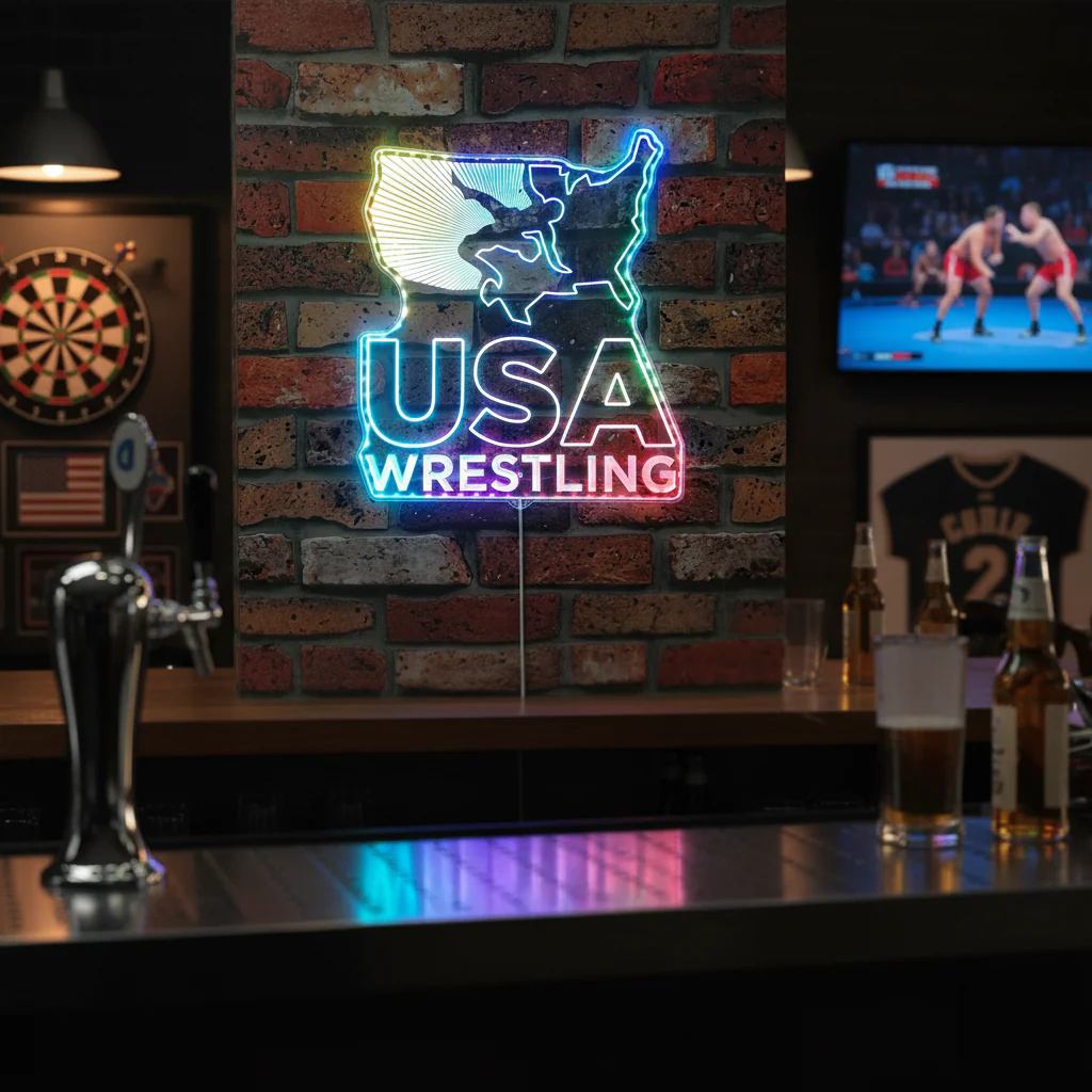 USA Wrestling Neon Neon LED Sign with Dynamic RGB Colors - Image 8
