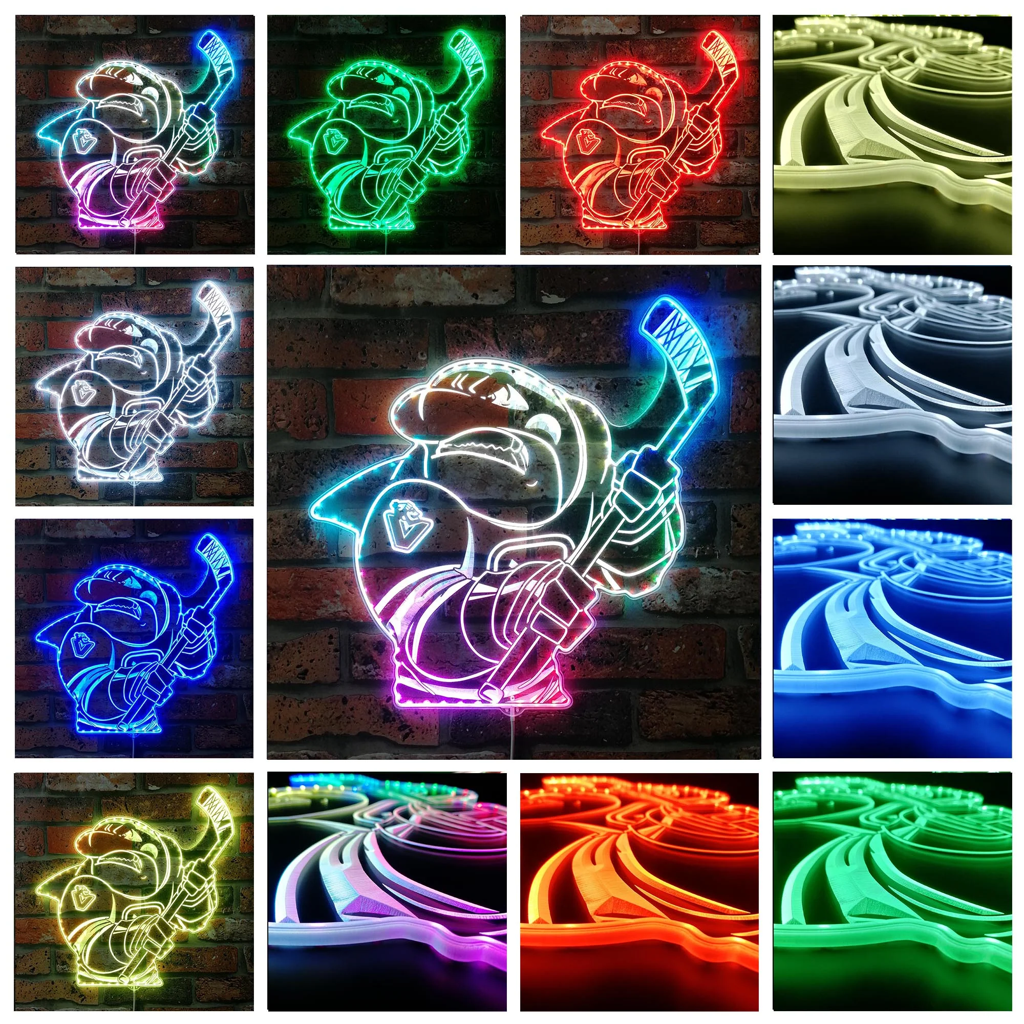 Vancouver Canucks Mascot Neon LED Sign with Dynamic RGB Colors - Image 2