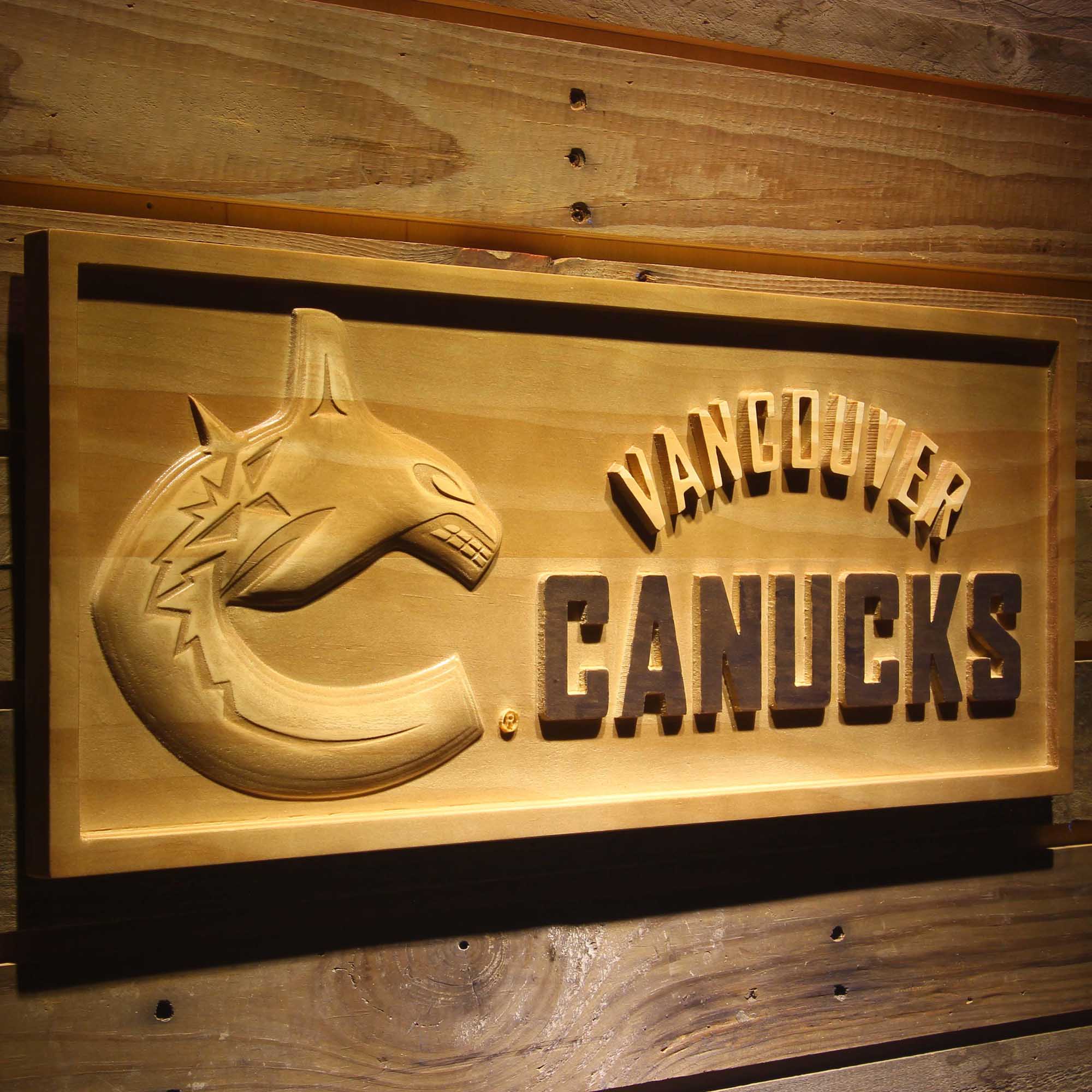 Vancouver Canucks 3D Solid Wooden Craving Sign - Image 2