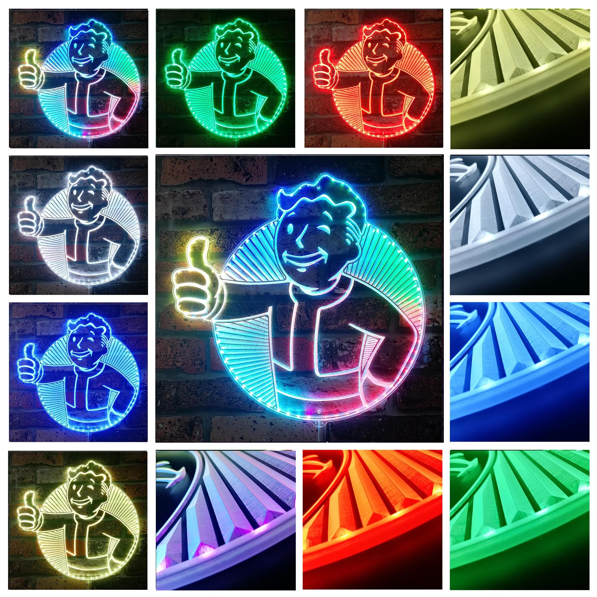 Vault Boy Fallout Neon LED Sign with Dynamic RGB Colors - Image 3