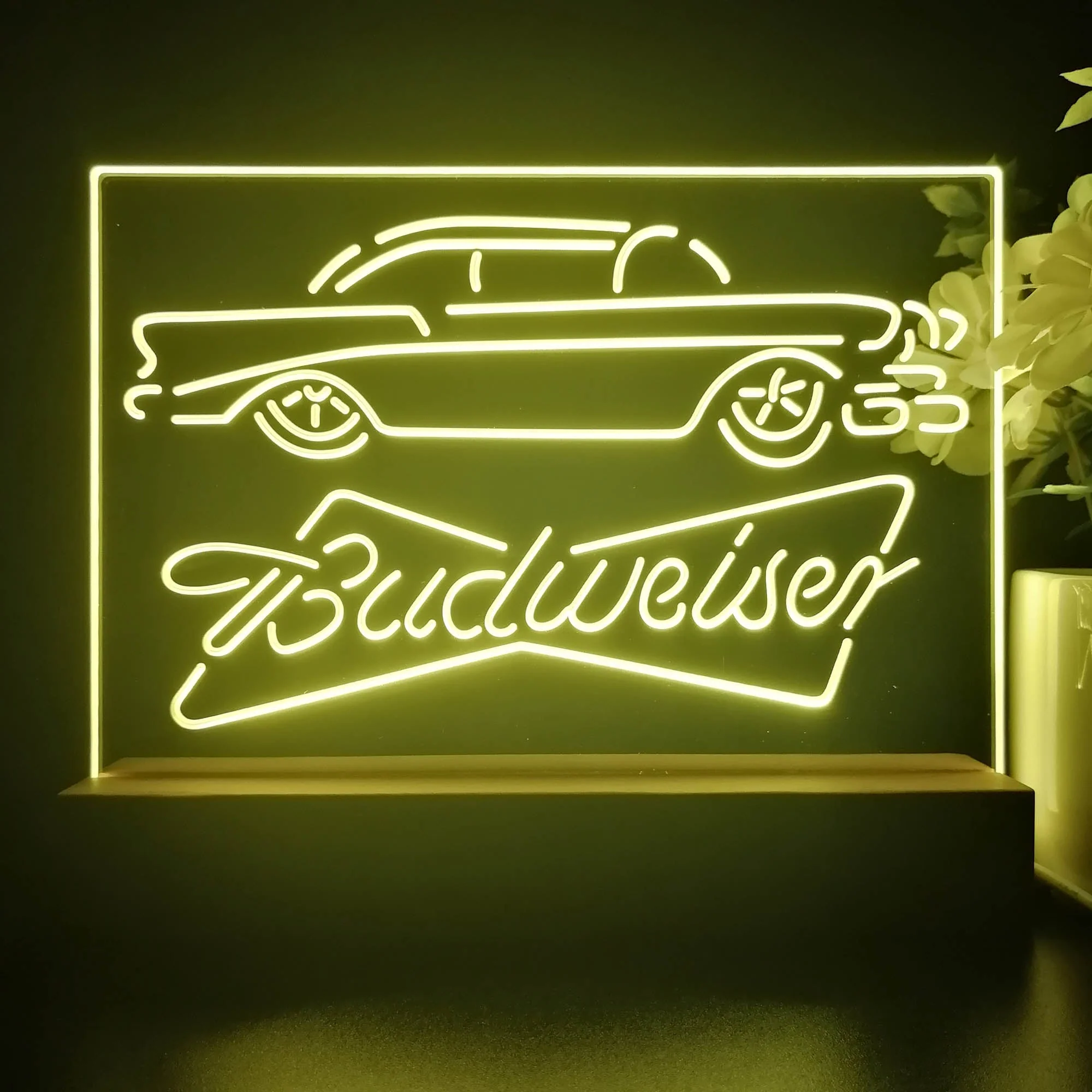 Vintage Car Auto Budweiser 3D Illusion Night Light Desk Lamp - Image 4