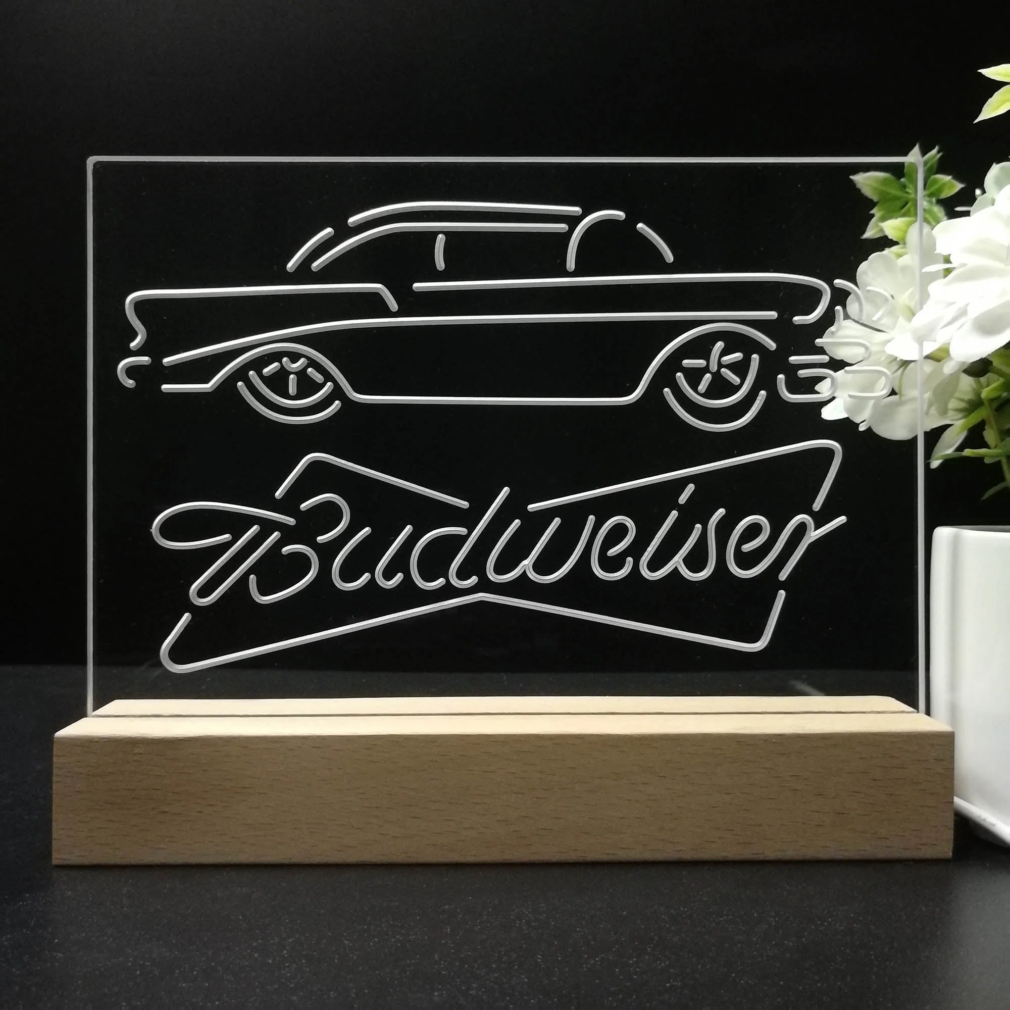 Vintage Car Auto Budweiser 3D Illusion Night Light Desk Lamp - Image 8