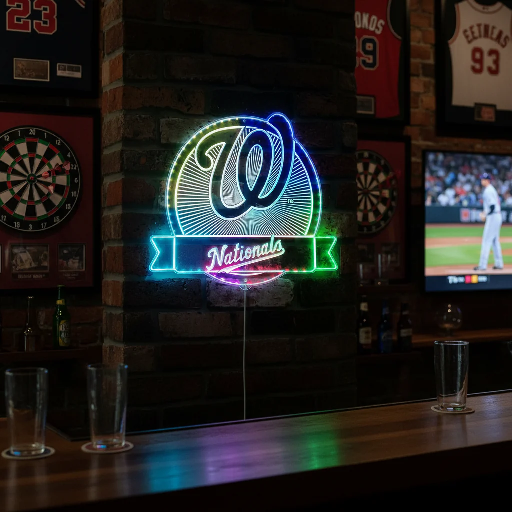 Washington Nationals Neon LED Sign with Dynamic RGB Colors - Image 8