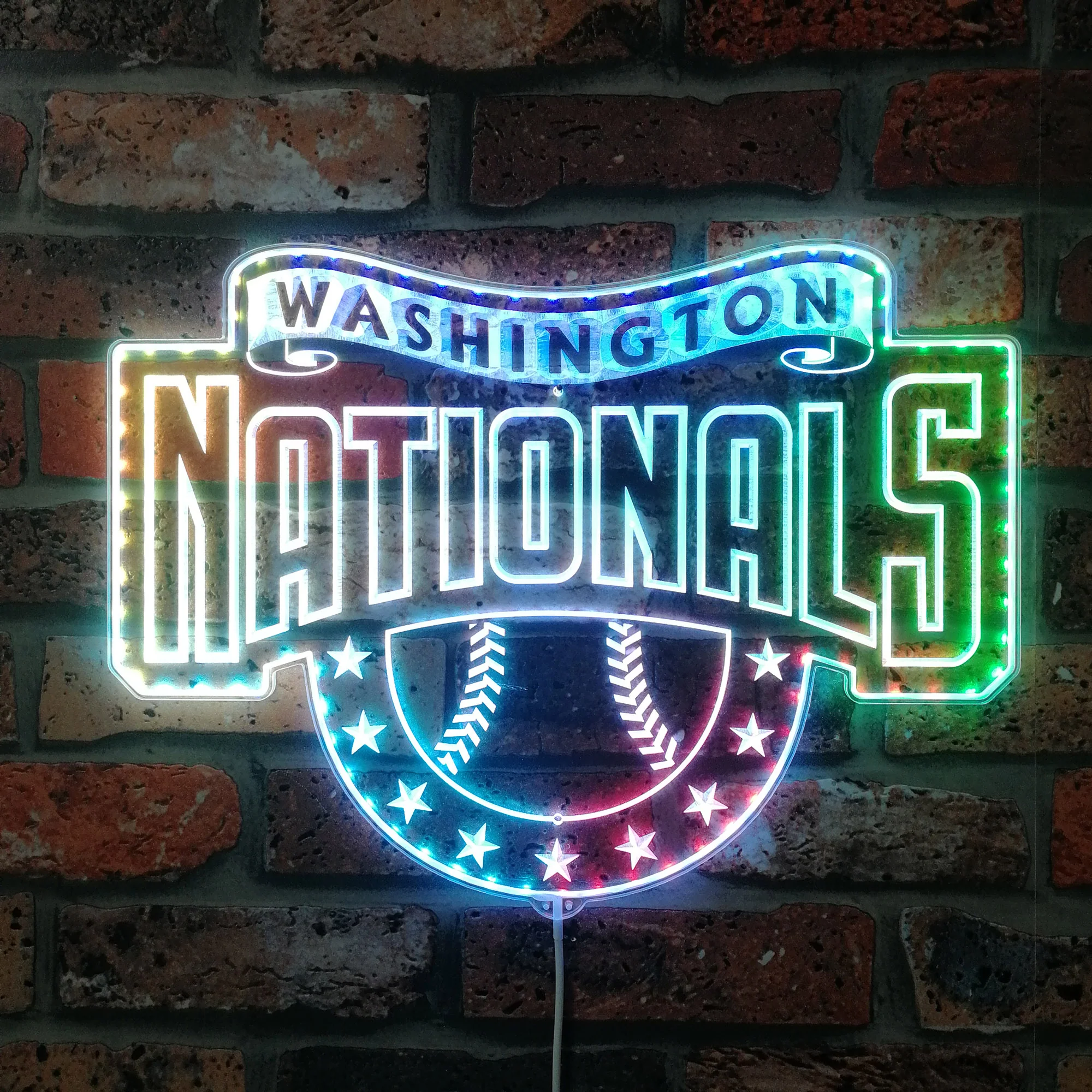 Washington Nationals Neon LED Sign with Dynamic RGB Colors