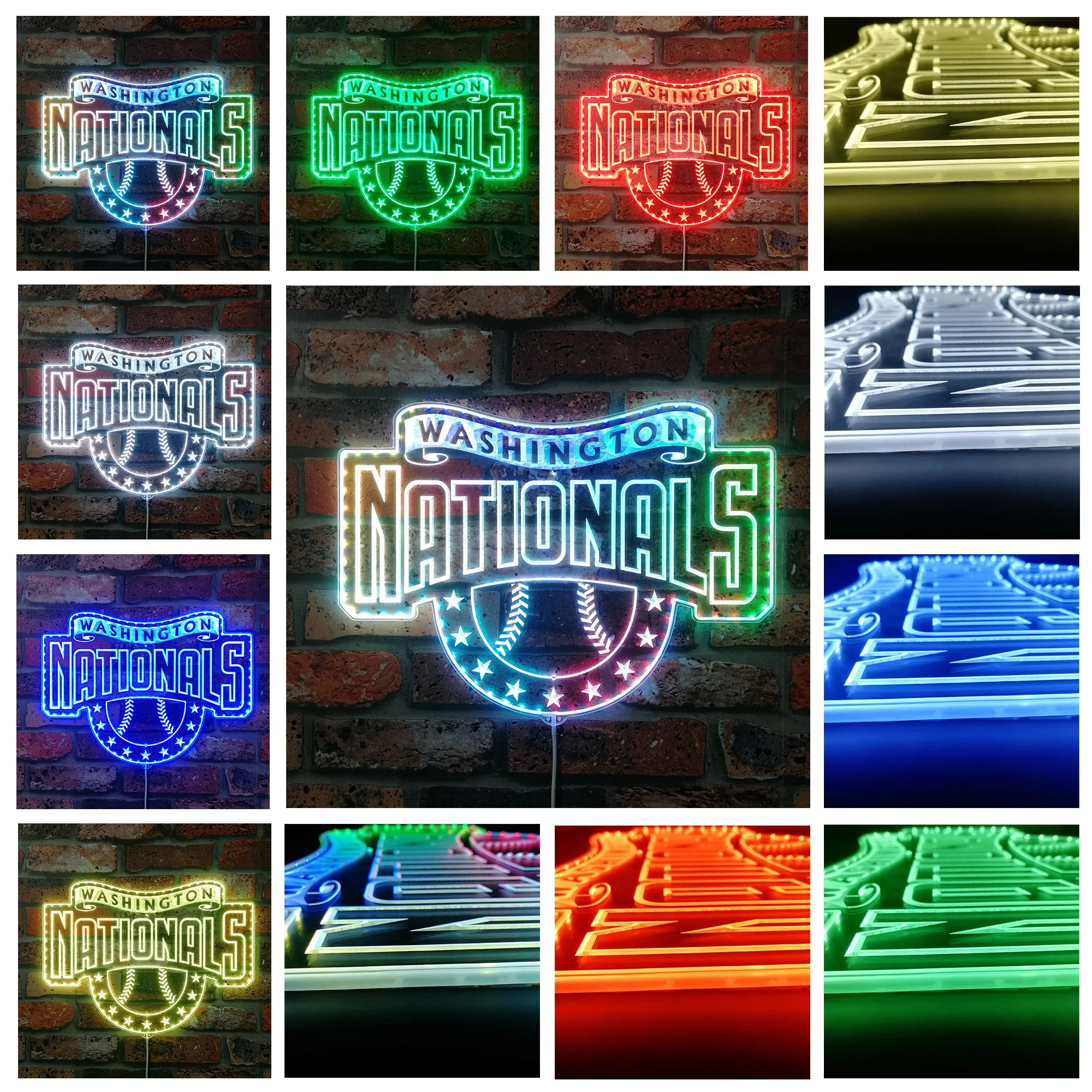 Washington Nationals Neon LED Sign with Dynamic RGB Colors - Image 2