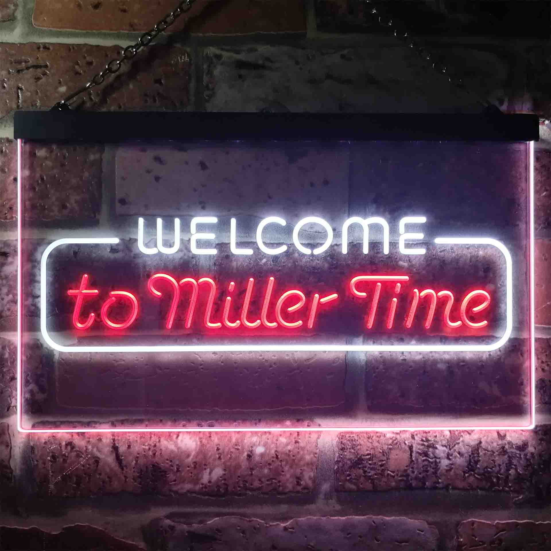 Welcome Miller Time Home Bar Neon Light LED Sign - Image 9