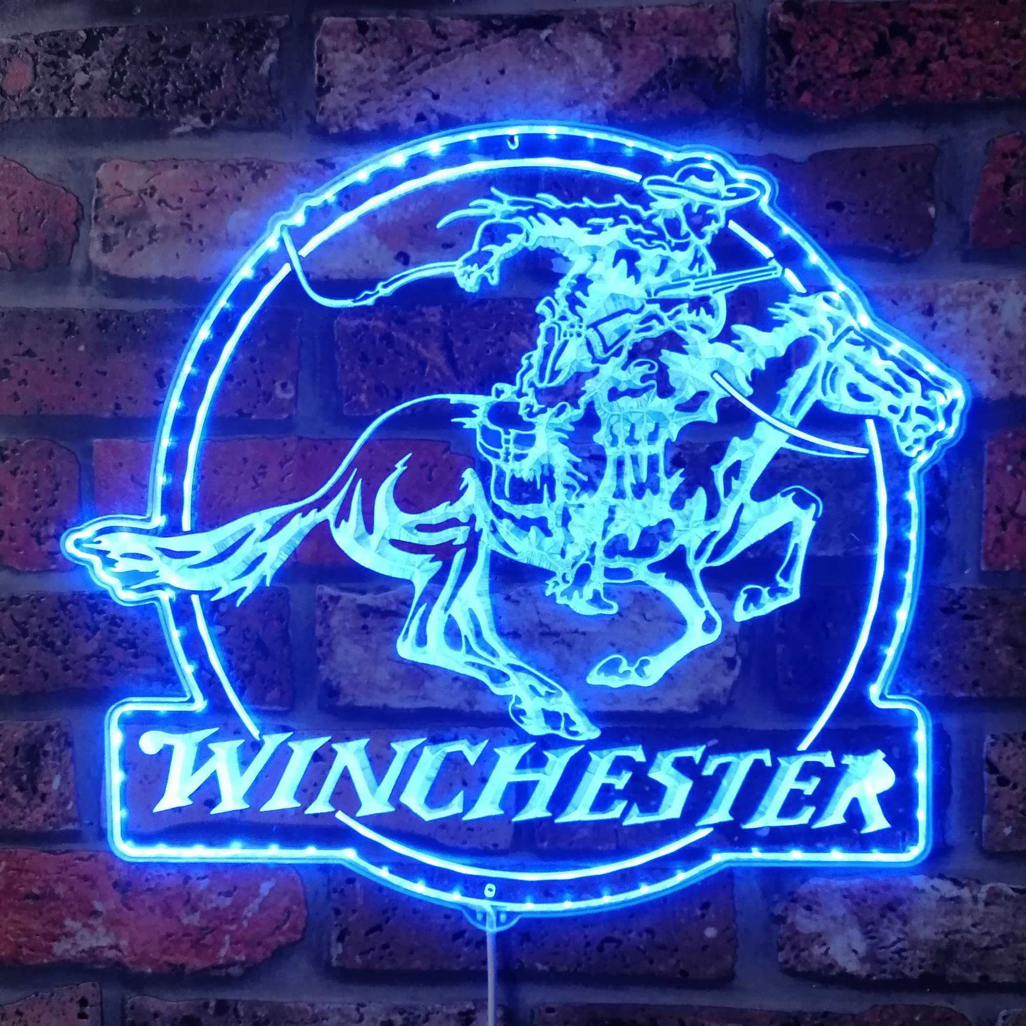 Winchester Logo Cowboys Neon LED Sign with Dynamic RGB Colors - Image 4
