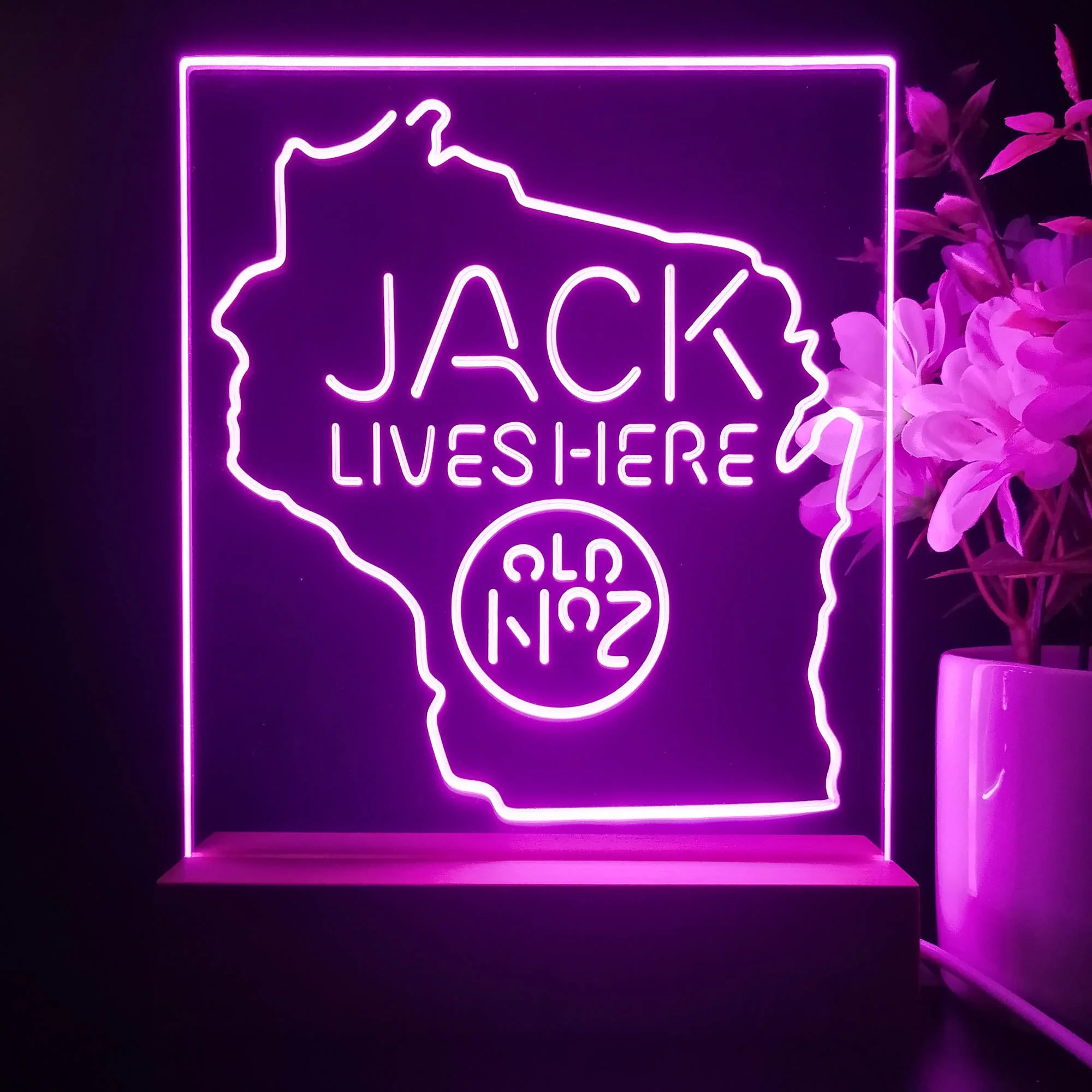 Wisconisin Jack Lives Here Night Light Neon Pub Bar Lamp - Image 3