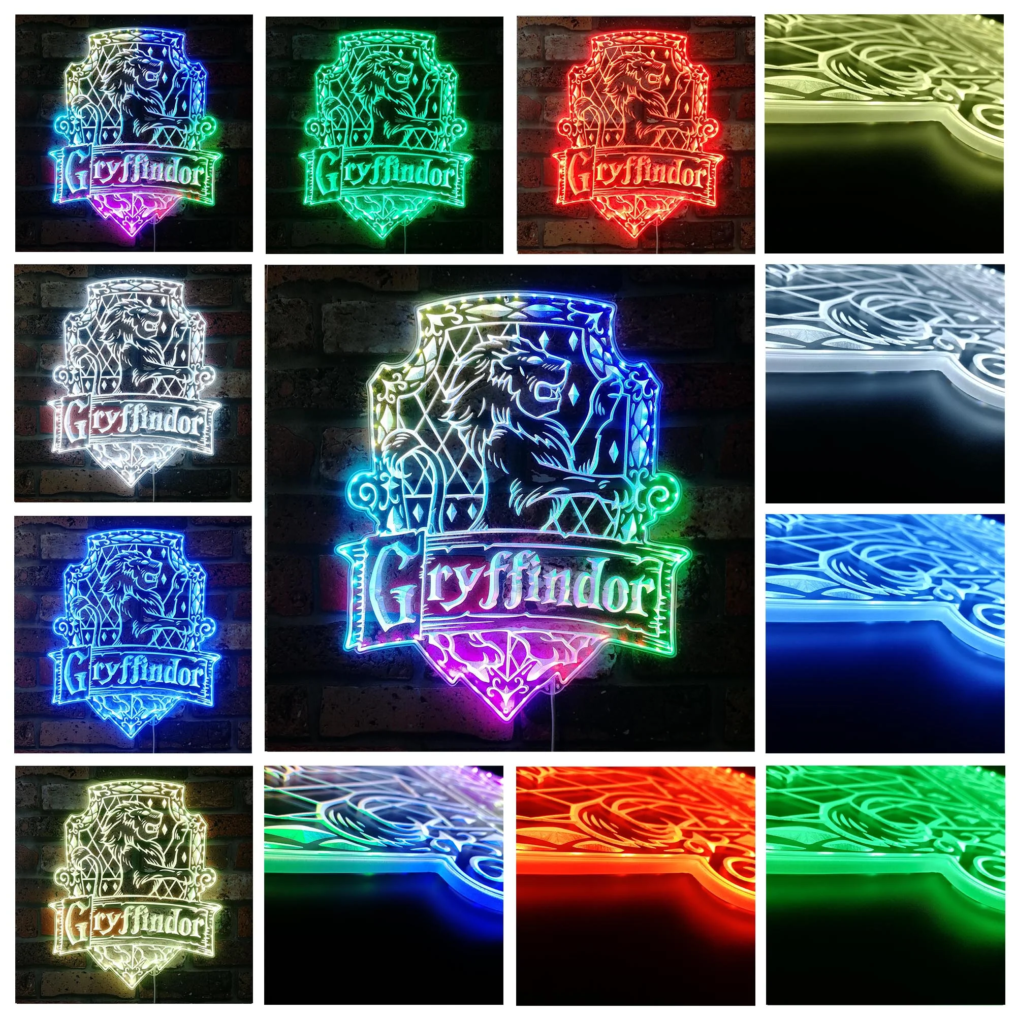 Harry Potter Hogwarts Gryffindor Neon RGB Edge Lit LED Sign - Image 3
