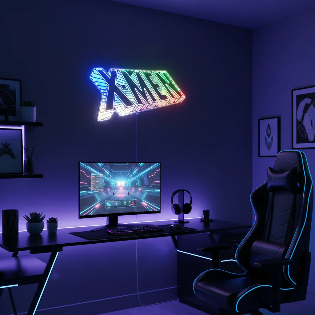 X-Men Comic Class Logo Neon LED Sign with Dynamic RGB Colors - Image 8