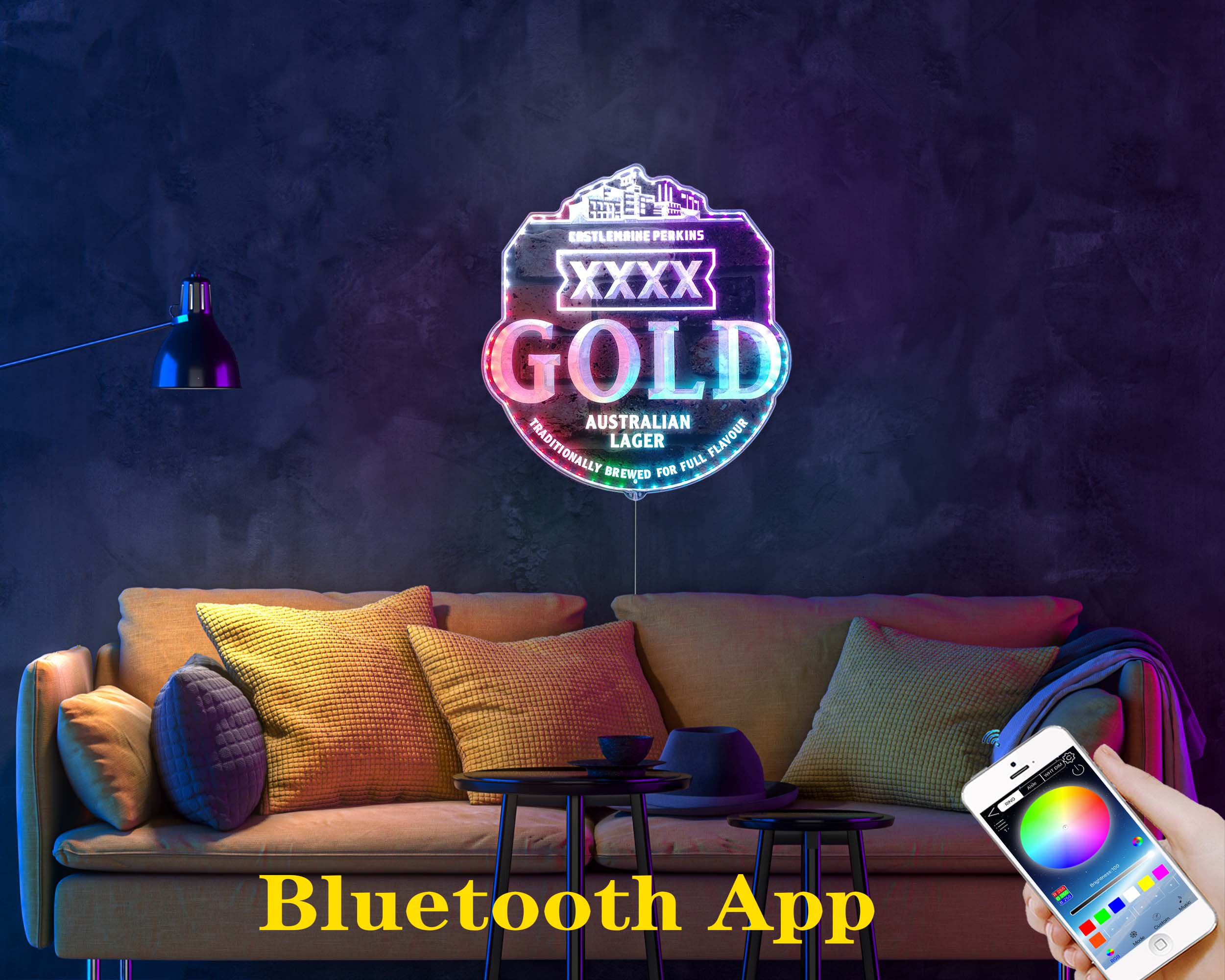 XXXX Gold beer Neon LED Sign with Dynamic RGB Colors - Image 7