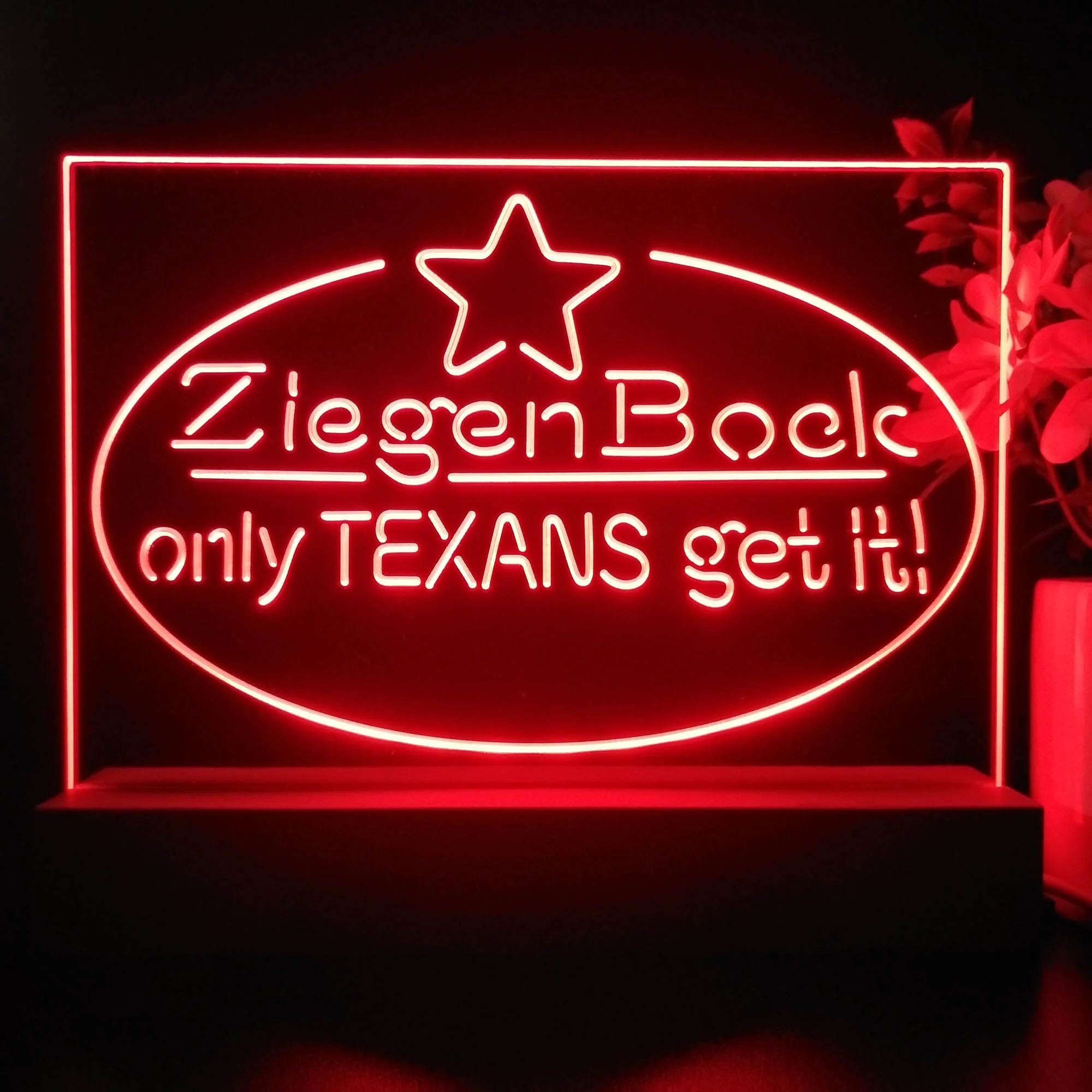 ZiegenBock Amber Only Texans Get it Neon Sign Pub Bar Lamp