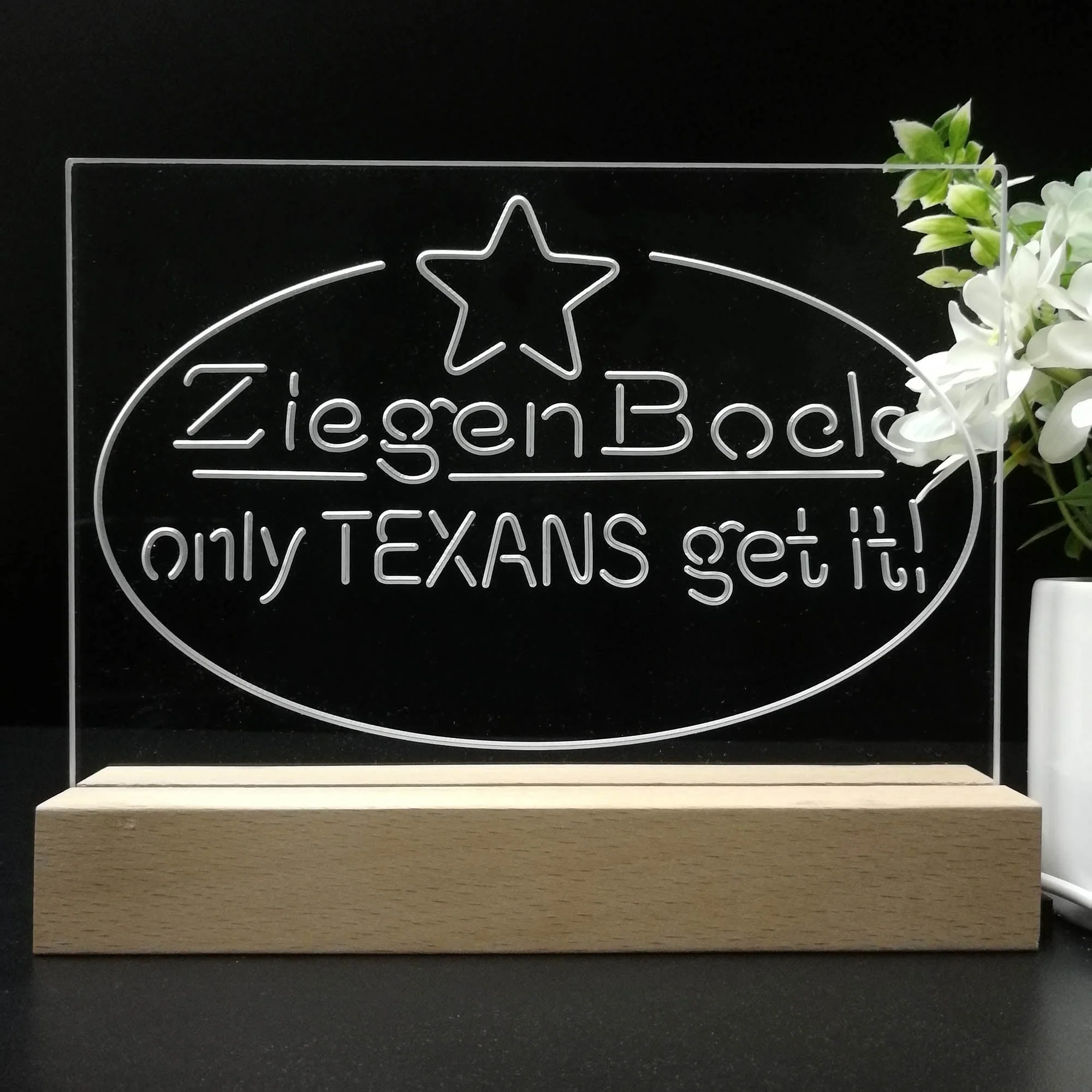 ZiegenBock Amber Only Texans Get it Neon Sign Pub Bar Lamp - Image 8